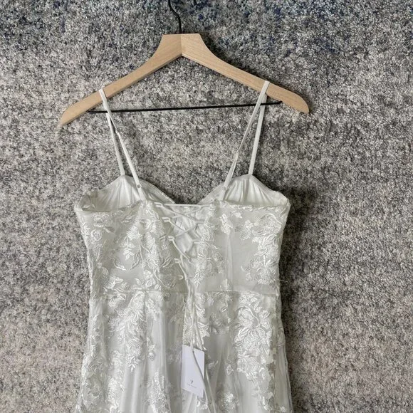 Lulus Wedding Dress Womens Large White Lace Maxi Gown Bridal Corset Back‎ Train - Picture 6 of 13